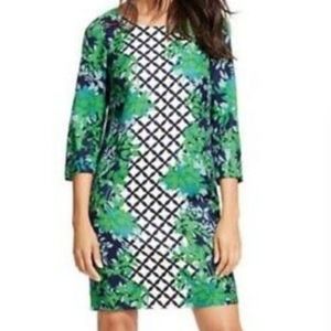 Boden Eliza Silk Blend Floral Shift Dress 3/4 Sleeve Knee Length Lined women's 6